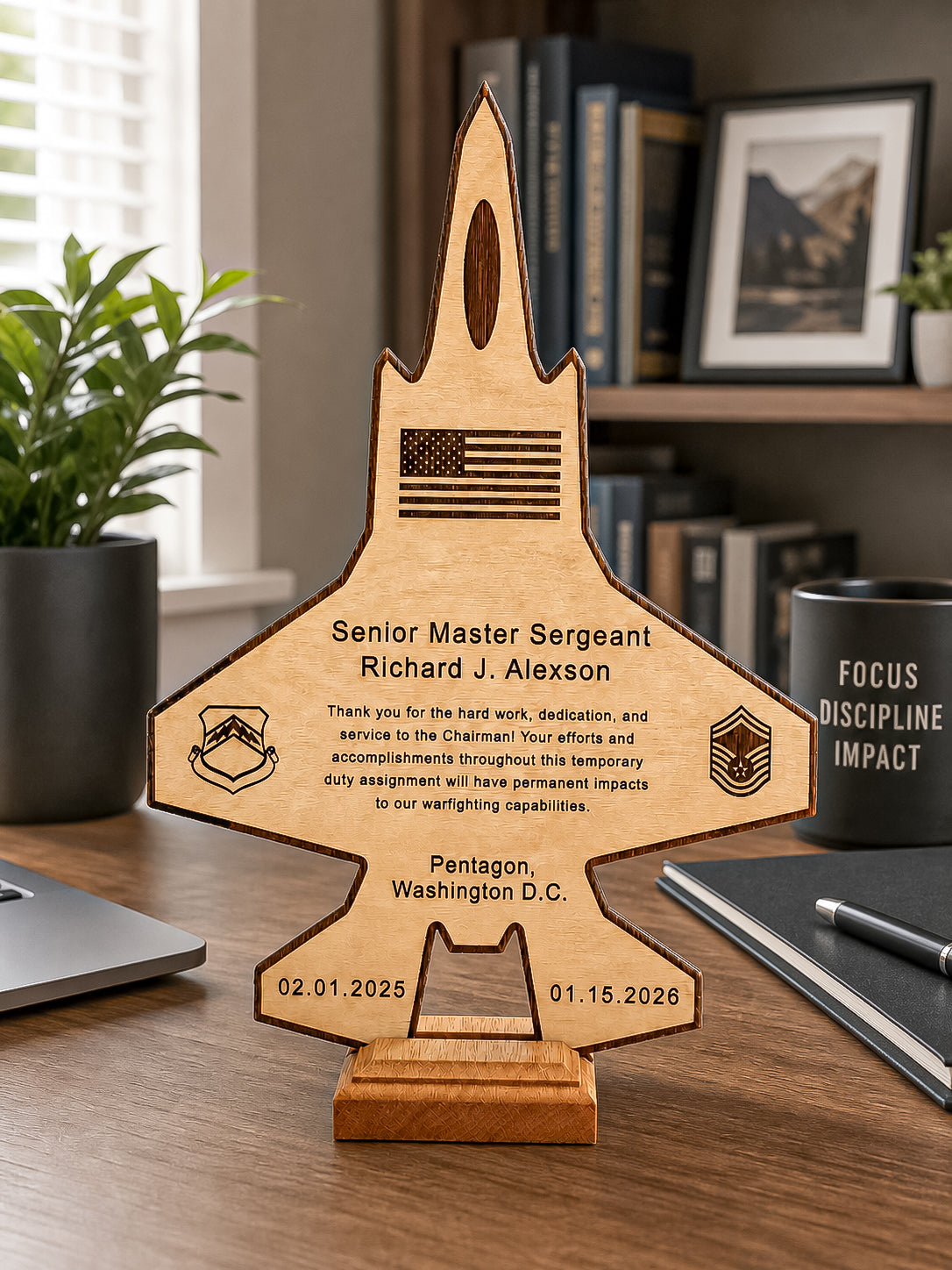 Personalized F35 Plaque – Pilot & Military Promotion, Retirement, or Going Away PCS Gift