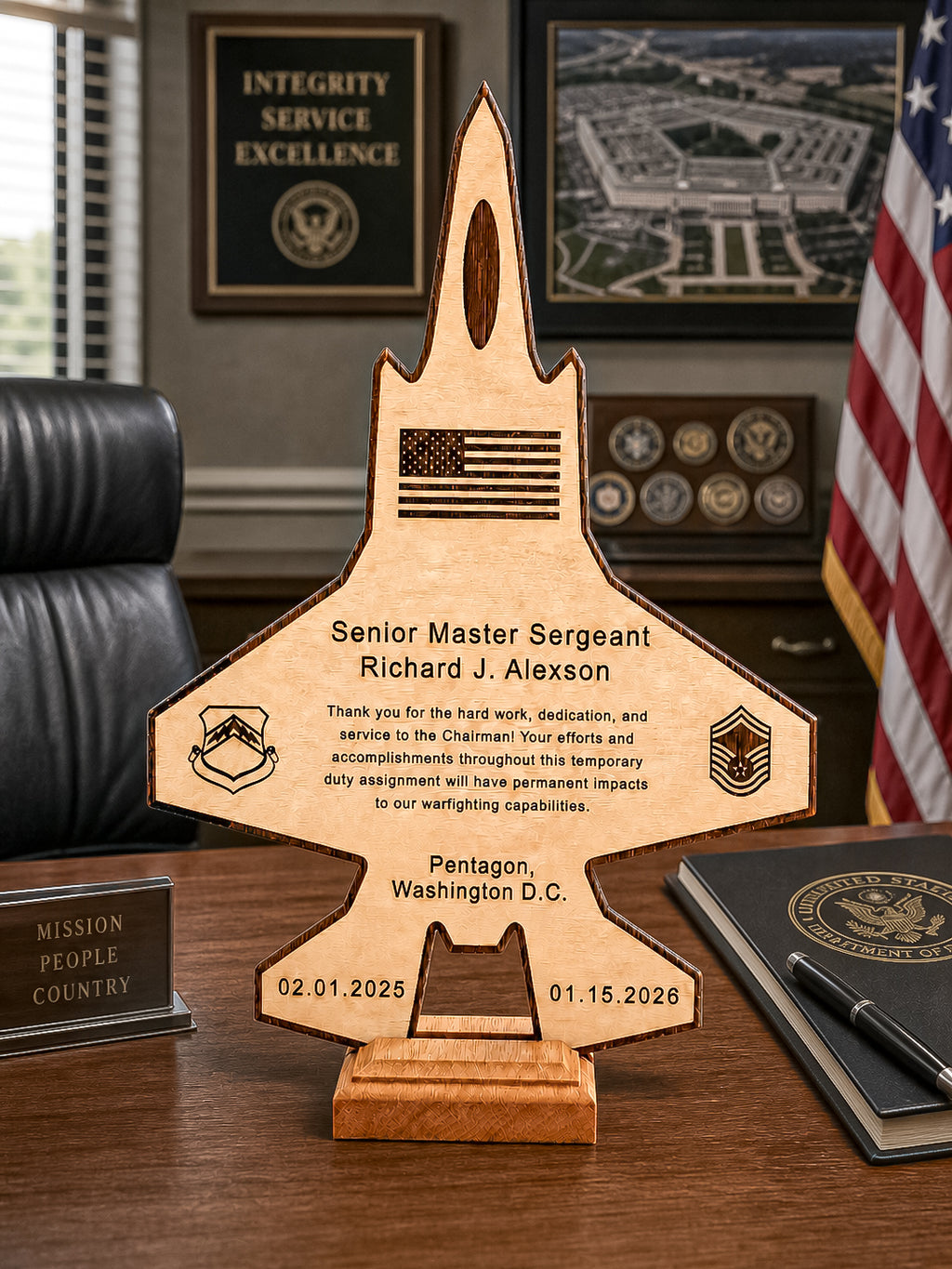 Personalized F35 Plaque – Pilot & Military Promotion, Retirement, or Going Away PCS Gift
