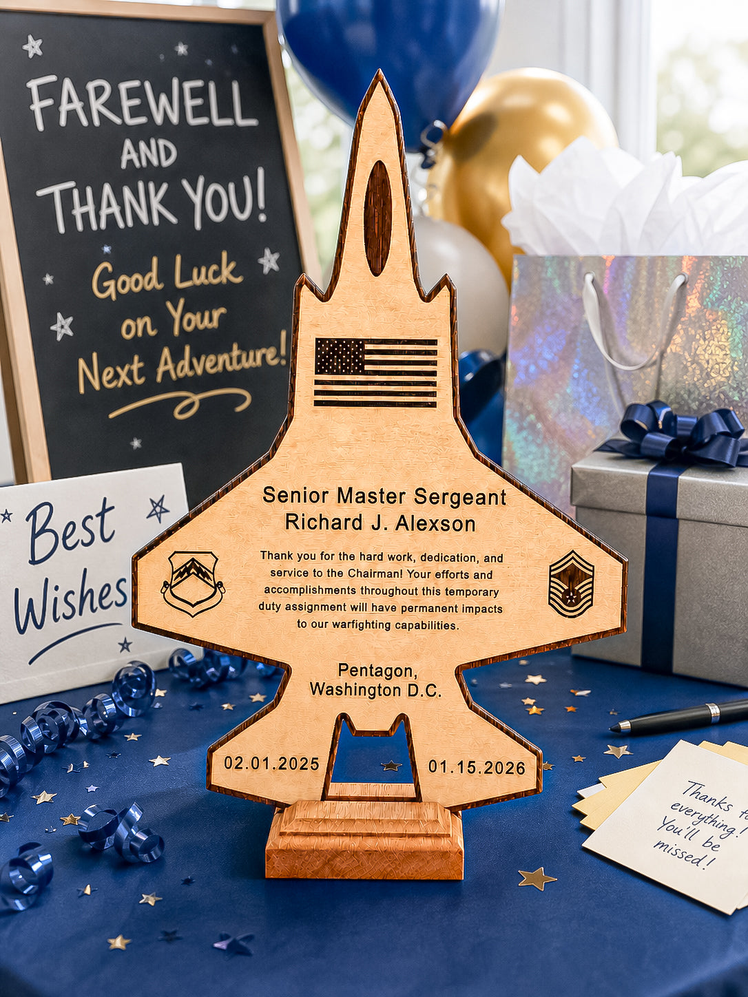 Personalized F35 Plaque – Pilot & Military Promotion, Retirement, or Going Away PCS Gift