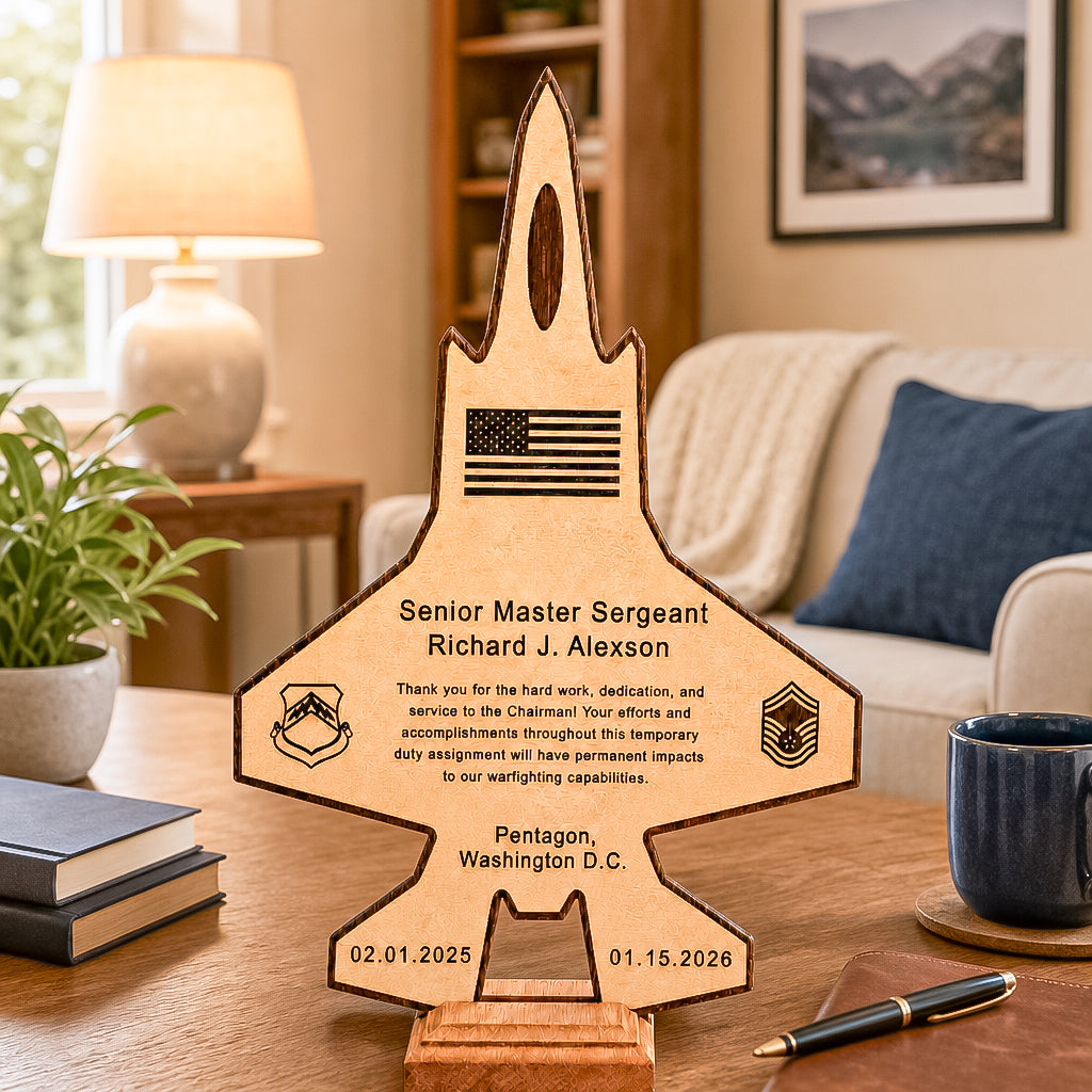 Personalized F35 Plaque – Pilot & Military Promotion, Retirement, or Going Away PCS Gift