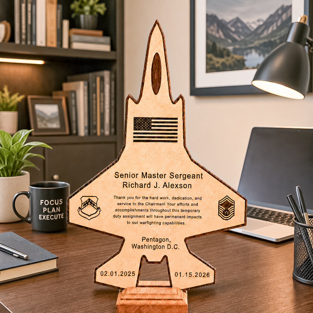 Personalized F35 Plaque – Pilot & Military Promotion, Retirement, or Going Away PCS Gift