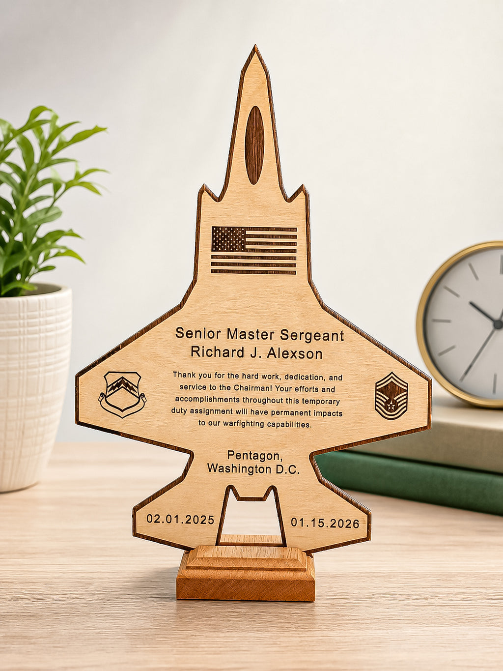 Personalized F35 Plaque – Pilot & Military Promotion, Retirement, or Going Away PCS Gift