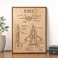 F-35 Blueprint Wall Art | Aviation Gift | Laser Engraved Aircraft Schematic | Fighter Jet Decor | Military Pilot Gift | Veteran Art