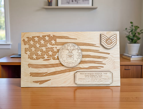 Rustic Personalized US Flag Plaque for Military Going Away, Promotion, or Retirement